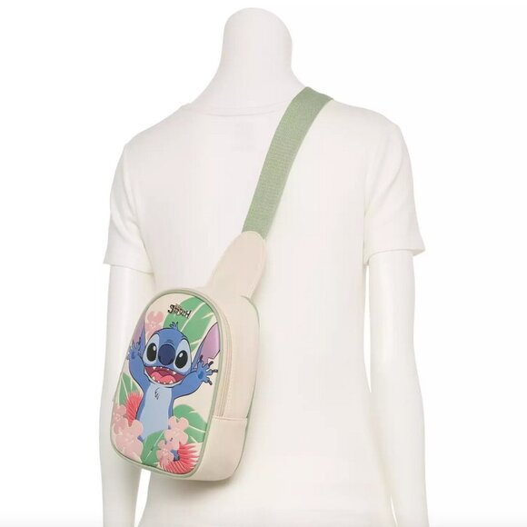 Disney Lilo and Stitch Hawaiian Floral Sling Crossbody Bag with Stitch Keychain - Picture 5 of 8